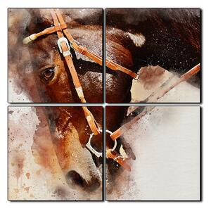 Slika na platnu - Glava konja u apstraktnom prikazu - kvadrat 3263E (60x60 cm)