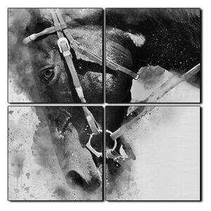 Slika na platnu - Glava konja u apstraktnom prikazu - kvadrat 3263QE (60x60 cm)