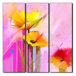 Slika na platnu - Apstraktna slika, reprodukcija proljetnog cvijeća - kvadrat 3269B (75x75 cm)