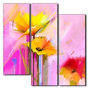 Slika na platnu - Apstraktna slika, reprodukcija proljetnog cvijeća - kvadrat 3269D (75x75 cm)