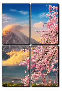 Slika na platnu - Planina Fuji i cvjetanje trešnje u proljeće - pravokutnik 7266E (90x60 cm)