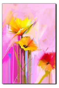 Slika na platnu - Apstraktna slika, reprodukcija proljetnog cvijeća - pravokutnik 7269A (90x60 cm )