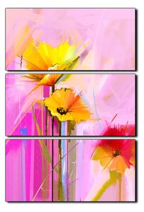 Slika na platnu - Apstraktna slika, reprodukcija proljetnog cvijeća - pravokutnik 7269B (90x60 cm )