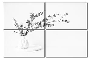 Slika na platnu - Grana eukaliptusa u bijeloj vazi na bijeloj pozadini 1272QE (90x60 cm)