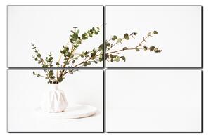 Slika na platnu - Grana eukaliptusa u bijeloj vazi na bijeloj pozadini 1272E (150x100 cm)