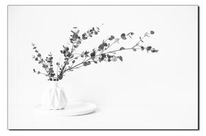 Slika na platnu - Grana eukaliptusa u bijeloj vazi na bijeloj pozadini 1272QA (90x60 cm )