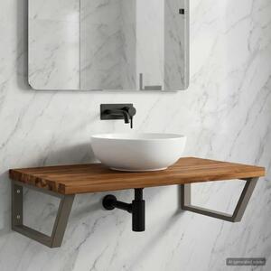 Polica za Lavabo - Umivaonik s prirodnim rubom montirana na zid - Prirodno kava 40 x 50 x 24 cm Četvrtasto