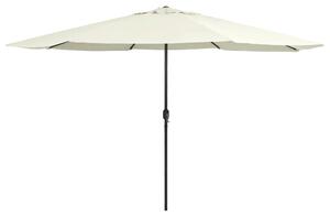 Vrtni suncobran s metalnim stupom 390 cm pješčano bijeli - Bijela / N/A