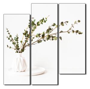 Slika na platnu - Grana eukaliptusa u bijeloj vazi na bijeloj pozadini - kvadrat 3272D (75x75 cm)