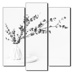 Slika na platnu - Grana eukaliptusa u bijeloj vazi na bijeloj pozadini - kvadrat 3272QC (75x75 cm)