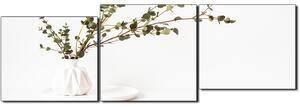 Slika na platnu - Grana eukaliptusa u bijeloj vazi na bijeloj pozadini - panorama 5272E (150x50 cm)