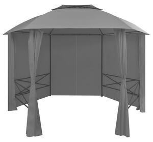 Vrtni šator sa zavjesama šesterokutni 360 x 265 cm - Antracitno siva / N/A