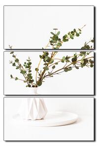 Slika na platnu - Grana eukaliptusa u bijeloj vazi na bijeloj pozadini - pravokutnik 7272B (120x80 cm)