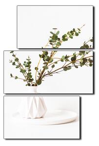 Slika na platnu - Grana eukaliptusa u bijeloj vazi na bijeloj pozadini - pravokutnik 7272D (120x80 cm)