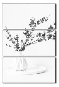 Slika na platnu - Grana eukaliptusa u bijeloj vazi na bijeloj pozadini - pravokutnik 7272QB (120x80 cm)