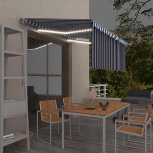 Tenda na ručno uvlačenje s roletom LED 3,5 x 2,5 m plavo-bijela - Plava / 3.5 x 2.5 m
