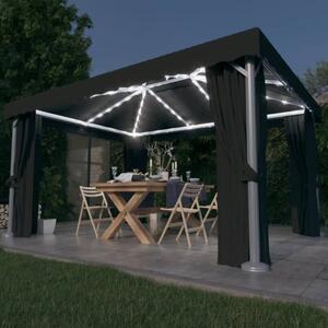 Sjenica sa zastorima i LED svjetlosnim trakama 4 x 3 m antracit - Antracitno siva / 4 x 3 m