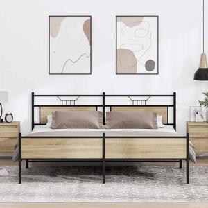Metalni okvir kreveta bez madraca boja hrasta sonome 193x201 cm - Smeđa / 193 x 201 cm