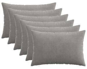 Presvlaka za jastuk 6 pcs HEERLEN Svjetlosiva 30 x 50 cm Kord - Svjetlosiva 30 x 50 cm 6