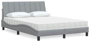 Krevet s madracem Hanko svjetlosivi 120 x 200 cm od tkanine - Siva / 120 x 200 cm