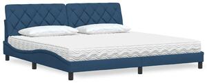 Krevet s madracem plavi 200 x 200 cm od tkanine - Plava / 200 x 200 cm