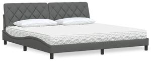 Krevet s madracem tamnosivi 200 x 200 cm od tkanine - Siva / 200 x 200 cm