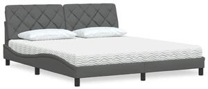 Krevet s madrac svjetlosivi 180x200cm tkanina - Siva / 180 x 200 cm