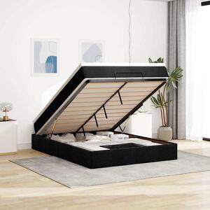 Otomanski krevet s madracem crni 140x190cm od tkanine - Crna / 140 x 190 cm