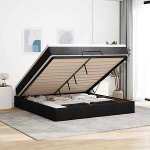 Otomanski krevet s madracem crni 160x200cm od tkanine - Crna / 160 x 200 cm