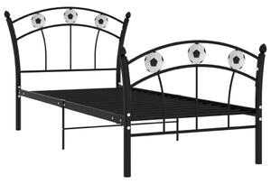 VidaXL Okvir za krevet s nogometnim uzorkom crni metalni 90 x 200 cm