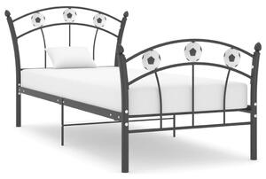 VidaXL Okvir za krevet s nogometnim uzorkom crni metalni 90 x 200 cm