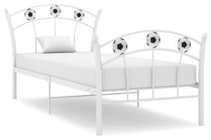 VidaXL Okvir za krevet s nogometnim uzorkom bijeli metal 90 x 200 cm