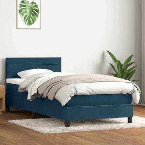 Box spring krevet s madracem tamnoplavi 80x220 cm baršunasti - Plava / 80 x 220 cm