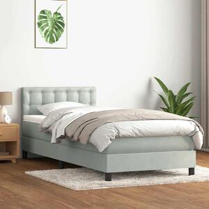 Box Spring krevet s madracem svijetlo sivi 80x220 cm samt - Siva / 80 x 220 cm