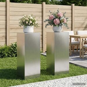 Stalak za biljke 2 pcs Srebrna 40 x 40 x 100 cm Čelik - Nehrđajući čelik 2x (40 x 40 x 100 cm)
