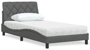 Krevet s madracem tamnosivi 100 x 200 cm od tkanine - Siva / 100 x 200 cm