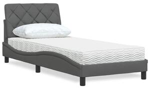 Krevet s madracem tamnosivi 80x200cm od tkanine - Siva / 80 x 200 cm