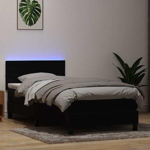 Box Spring krevet s madracem i LED crni 90x210 cm baršunasti - Crna / 90 x 210 cm