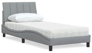Krevet s madracem Hanko svjetlosivi 90x200cm tkanina - Siva / 90 x 200 cm