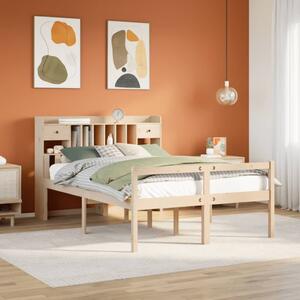 Krevet s regalom za knjige bez madraca 140x190 cm od borovine - Smeđa / 140 x 190 cm