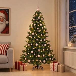 Umjetno božićno drvce s kuglicom 180 cm 300 LED lampica - 180 cm s LED-ima i ružičastim lopticama