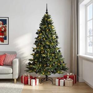 Umjetno božićno drvce s kuglicom 180 cm 300 LED lampica - 180 cm s LED-ima i crnim lopticama