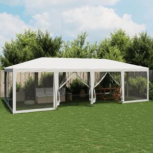Šator za zabave s 12 mrežasta bočna zida bijeli 8x4 m HDPE - Bijela / 8 x 4 m