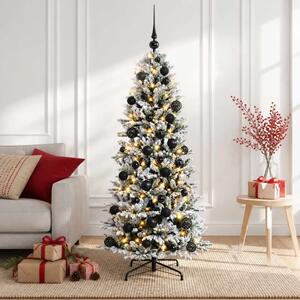Umjetno božićno drvce s kuglicom 150 cm 150 LED lampica - Zelena i bijela 150 cm s LED-ima i crnim lopticama