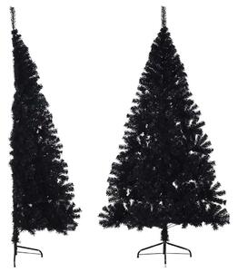 Umjetna polovica božićnog drvca sa stalkom crna 240 cm PVC - Crna 240 cm
