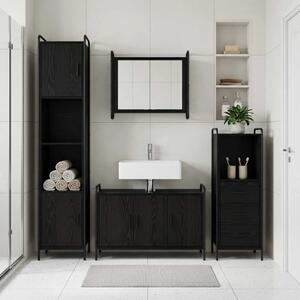 Set ormarića za kupaonicu 3 kom. Crni hrast 40 x 36 x 109 5 cm - Crni hrast Ormarić ispod sudopera (3 vrata) + viseći ormarić +