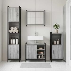Set ormarića za kupaonicu 2 kom. Siva Sonoma 65 5 x 34 x 61 cm - Siva Sonoma Ormar s umivaonikom (1 vrata i 1 polica) + viseći o