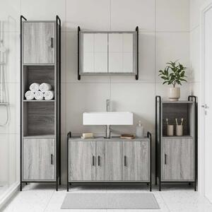 Set ormarića za kupaonicu 2 kom. Siva Sonoma 65 5 x 34 x 61 cm - Siva Sonoma Ormar s umivaonikom (3 vrata) + viseći ormar