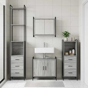 Set ormarića za kupaonicu 3 kom. Siva Sonoma 40 x 36 x 200 5 cm - Siva Sonoma Ormar s umivaonikom (2 vrata) + viseći ormar