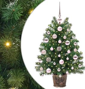Umjetno božićno drvce s 150 LED svjetlima Zelena 75 cm PE i PVC - 75 cm s LED-ima i ružičastim kuglicama